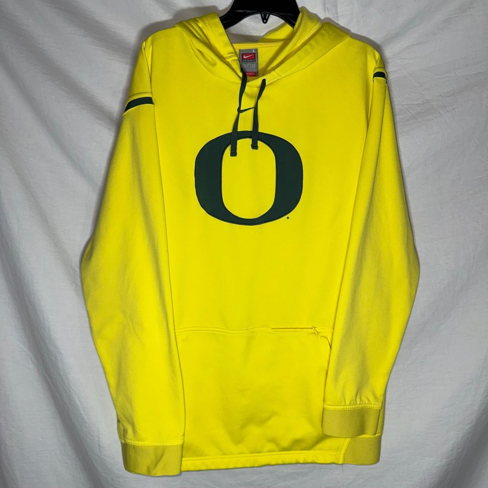 Vintage Y2K Nike Team Oregon Ducks Therma-FIT Hoodie Mens Large Yellow Green